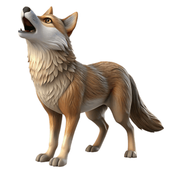 extraordinary modern A howling coyote, exclusive png