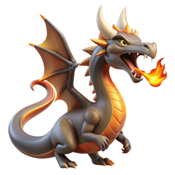 extraordinary classic Dragon, mythical serpent, breathing fire, genuine png