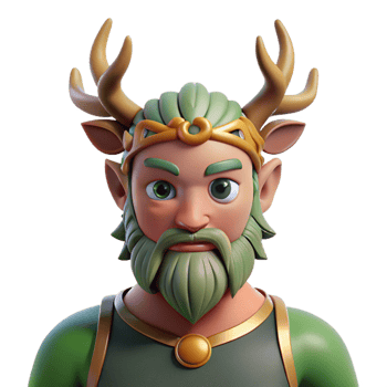 wonderful minimalist Cernunnos, Celtic horned god, nature deity, 4K png