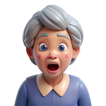 dramatic creative Surprised elderly woman with raised eyebrows exclusive png