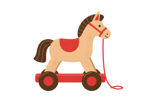 Vintage Style Wooden Toy Horse Illustration png