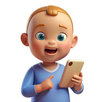 vibrant creative Engaged baby looking at a mobile genuine png