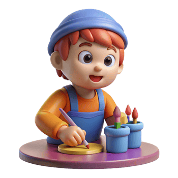 extraordinary rustic Artistic child sculpting with clay detailed png