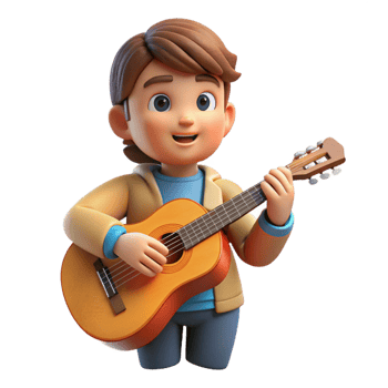 wonderful traditional Musical child playing a guitar genuine png
