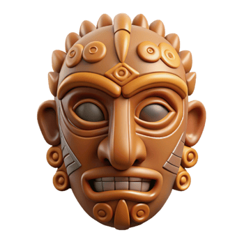 vibrant creative A stylized tribal mask, with intricate carvings original png
