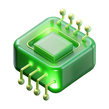 elegant vintage Data chip, glowing green, circuit lines professional png