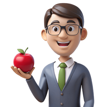 impressive vintage Smiling teacher with apple professional png