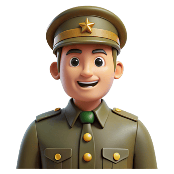 elegant traditional Proud military soldier in uniform 4K png