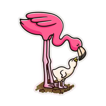 Illustration Flamingo bird eat good for sticker vector