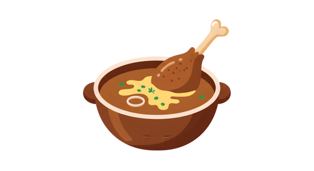 Chicken Soup In A Brown Pot Illustration png
