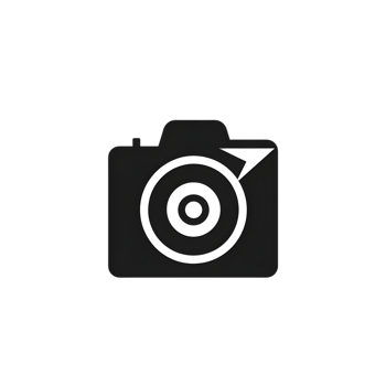 Dynamic camera icon with flash illustration graphic design minimalist style isolated view visual concept png