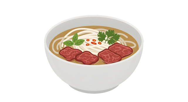 Pixel Art Illustration Of Beef Noodle Soup In White Bowl png