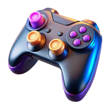 elegant traditional Futuristic gaming controller with glowing buttons and ergonomic design detailed png