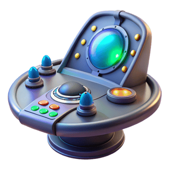 serene rustic Alien spaceship cockpit control panel with glowing buttons and holographic display detailed png