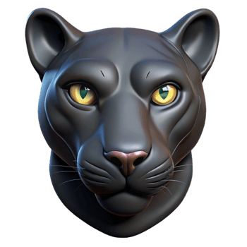 dramatic contemporary A sleek black panther, head shot detailed png