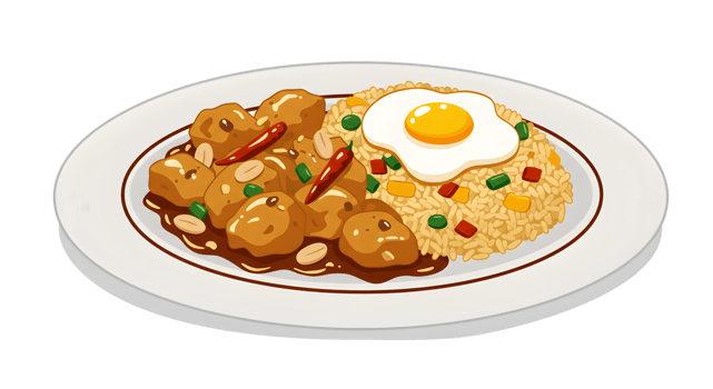 Pixelated Plate Of Chicken And Rice Dish png