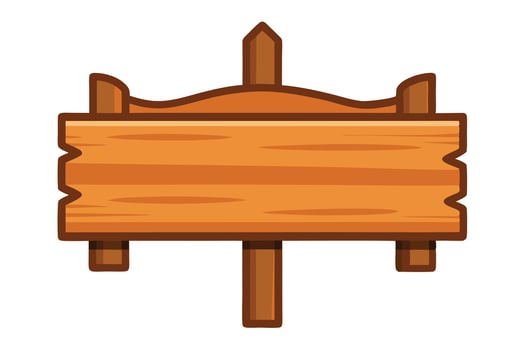 Rustic Wooden Signboard Cartoon Icon with Transparent Background in Detailed Style vector