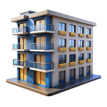 impressive classic Modern apartment building facade, balcony and windows, detailed png