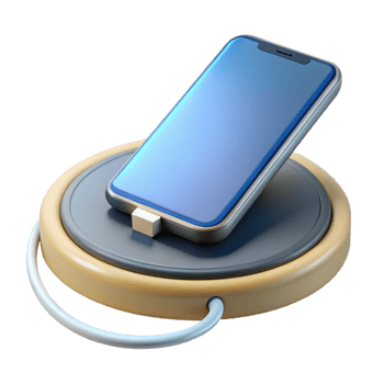 impressive rustic Smartphone charging wirelessly on a charging pad high resolution png