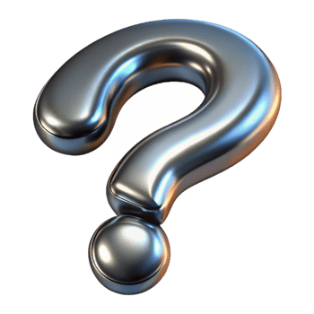 magnificent artistic A question mark, made of polished metal, detailed png