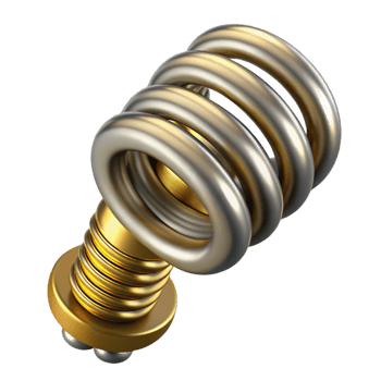 impressive traditional Steampunk spring with tightly coiled metal and brass accents detailed png