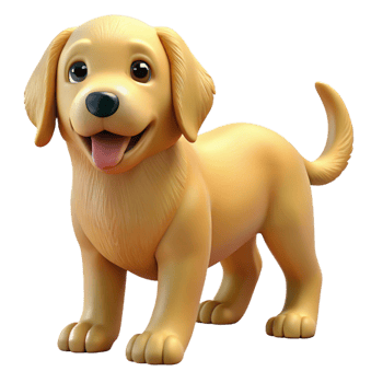 serene artistic A playful Golden Retriever puppy, high quality png