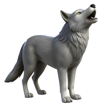 dramatic creative A howling Gray Wolf, original png
