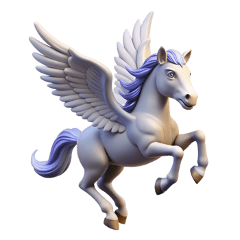 elegant minimalist Pegasus, winged horse, flying, detailed png