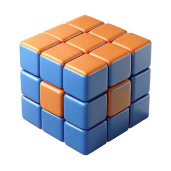 vibrant rustic A Rubik's cube, partially solved, original png