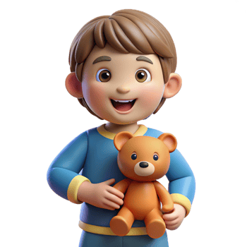 wonderful rustic Happy child holding a teddy bear 4K png