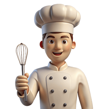 elegant artistic Chef in uniform holding a whisk detailed png