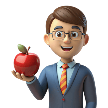 dramatic creative Teacher holding an apple high quality png