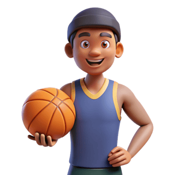 impressive creative Athlete holding a basketball detailed png