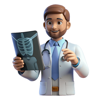 serene contemporary Focused doctor examining an x-ray 4K png