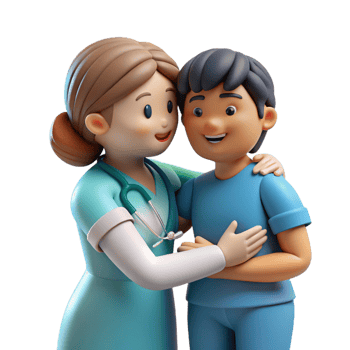 magnificent modern Caring nurse comforting a patient implied, not shown authentic png