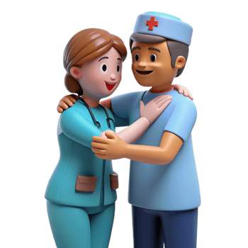 stunning modern Caring nurse comforting a patient implied, not shown high quality png