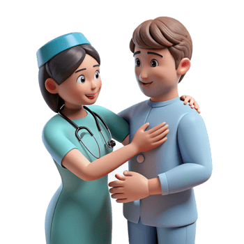vibrant creative Caring nurse comforting a patient implied, not shown high resolution png