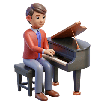 stunning traditional Talented musician playing the piano implied, not shown high quality png