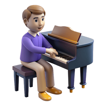 extraordinary rustic Talented musician playing the piano implied, not shown high resolution png