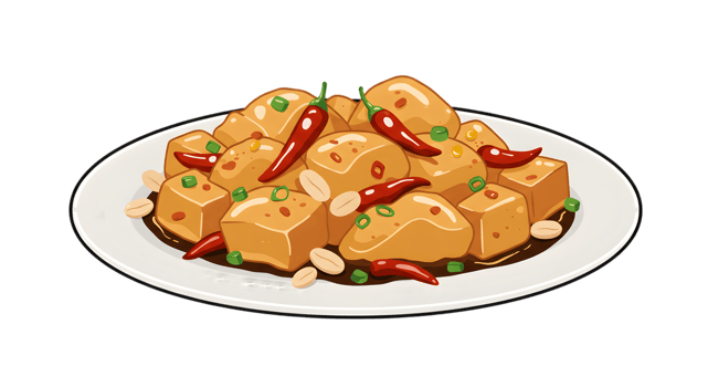 Pixel Art Of Spicy Mapo Tofu On A White Plate png