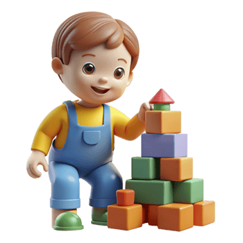 elegant rustic Playing toddler with building blocks implied, not shown original png