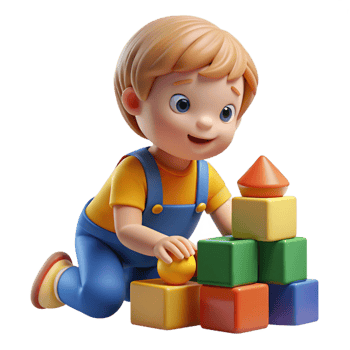 magnificent contemporary Playing toddler with building blocks implied, not shown professional png