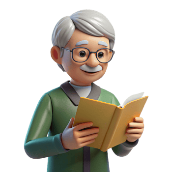 beautiful rustic Relaxing senior citizen reading a book exclusive png