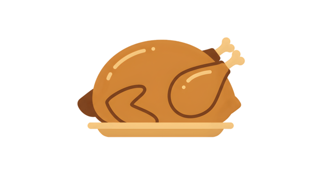 Roasted Chicken On Plate Illustration png