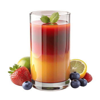 Refreshing Layered Fruit Juice in Glass with Strawberries Blueberries Lemon and Lime png