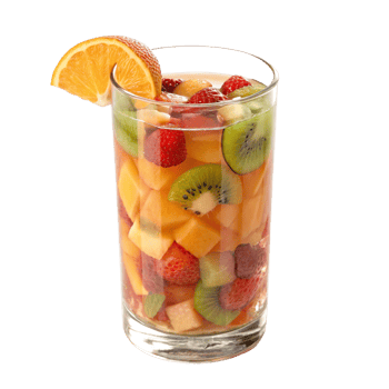 Refreshing summer fruit cocktail in a tall glass with orange garnish png