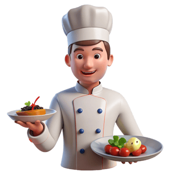 wonderful contemporary Culinary chef plating a gourmet dish authentic png