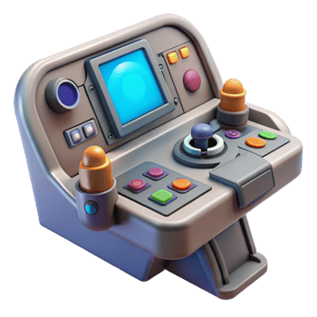 extraordinary vintage Spaceship Cockpit Control Panel, buttons, levers, screens detailed png