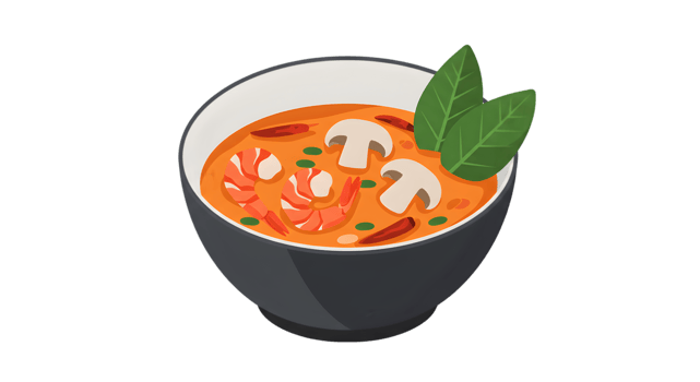 Thai curry soup with shrimp and vegetables png