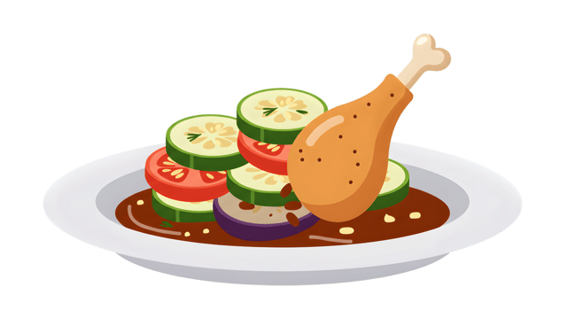 Pixelated Chicken Dinner with Vegetables png